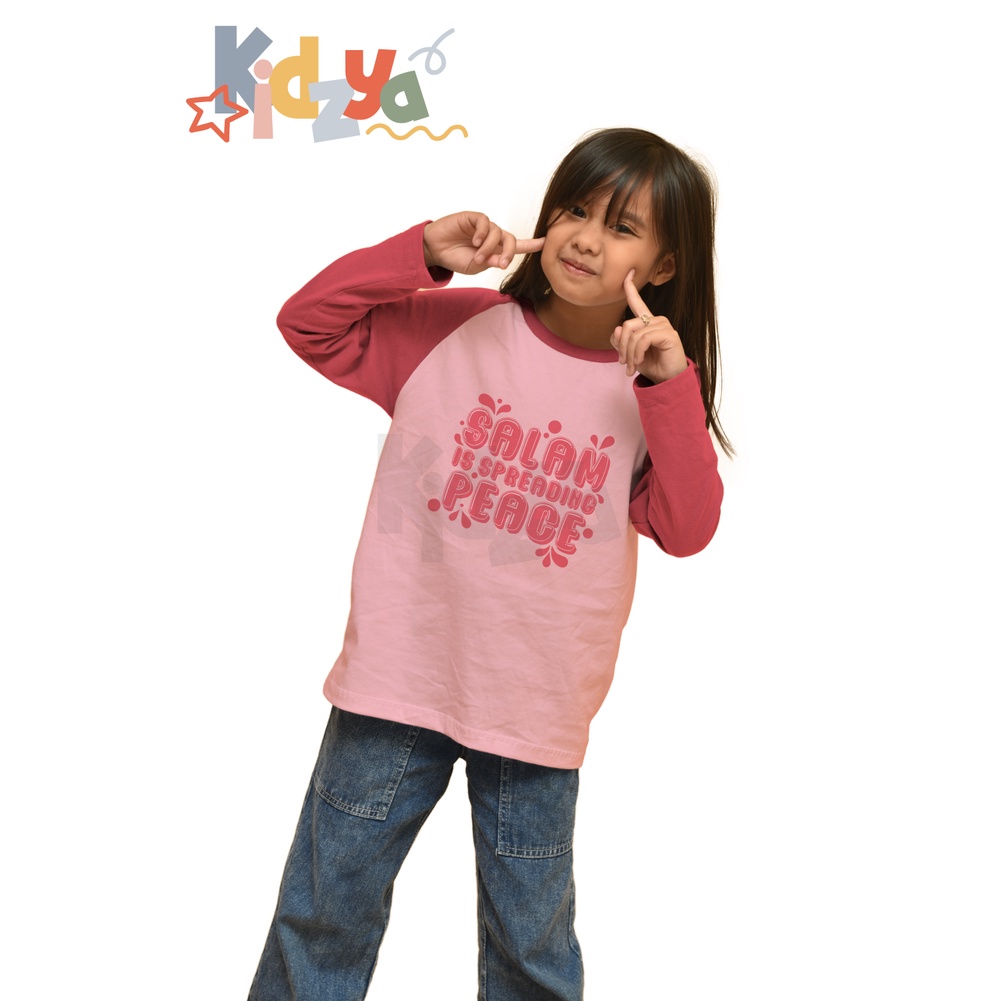 Baju Kaos Raglan Anak Muslim Panjang UNISEX - Salam is Spreading Peace - KIDZYA