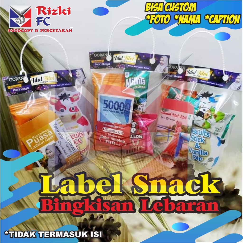 

Label Snack Bingkisan Lebaran Satuan Random Custom Nama Foto