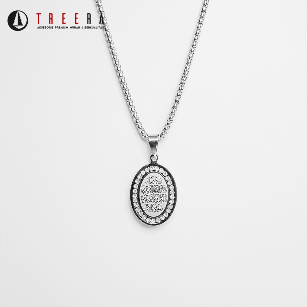 Treera Fakhar Necklace Kalung Liontin Titanium Silver Pria Anti Karat