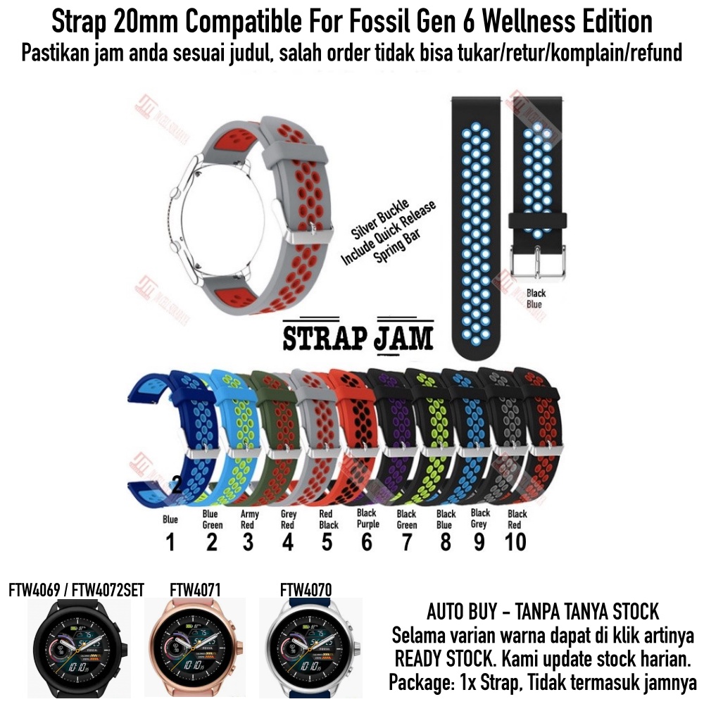 NSB Tali Jam 20mm Strap F0ssil Gen 6 Wellness Edition - Rubber Silikon Olahraga
