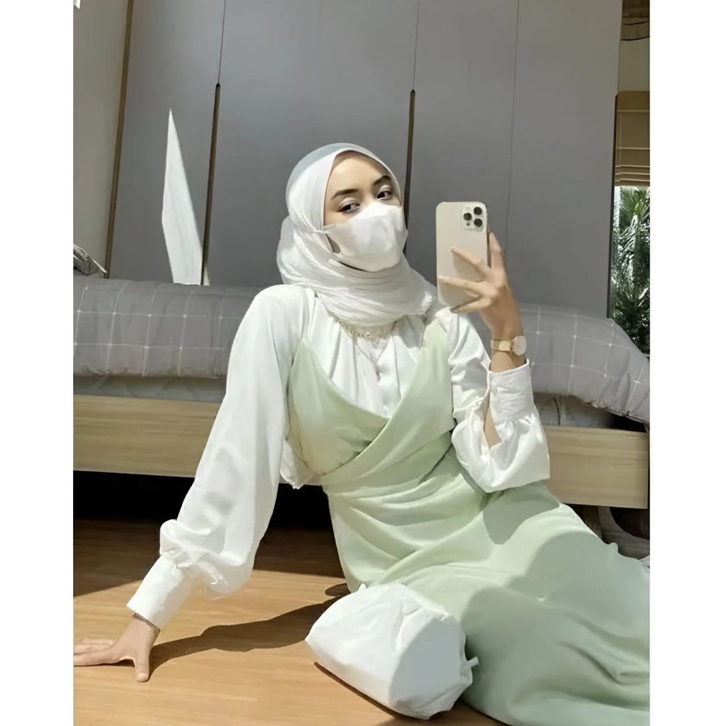 OUTER SILK Dress Silk Satin Dress Serut Maxmara Silk Turkey Malaysian Dress Gamis Serut Kekinian Vir