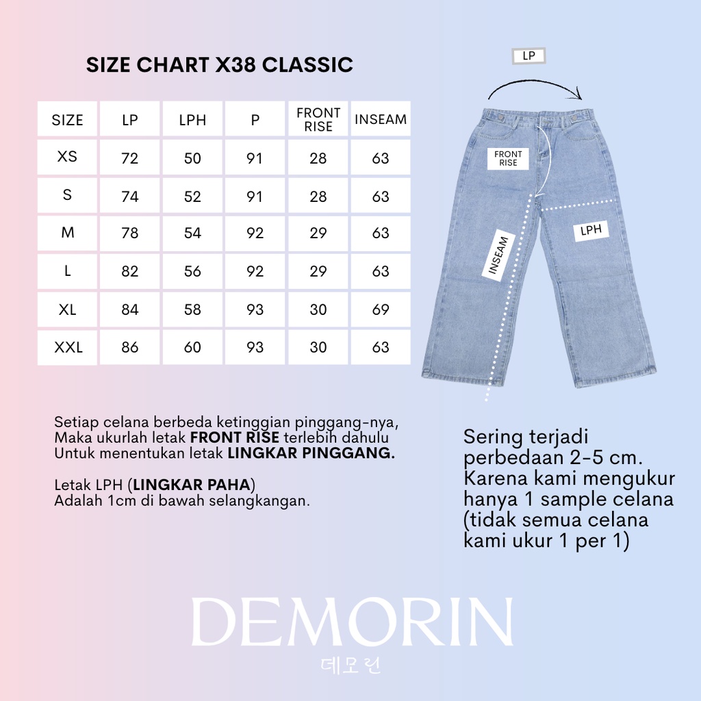 DEMORIN - Celana Jeans Panjang Highwaist Kulot Jeans Wanita Kekinian X38