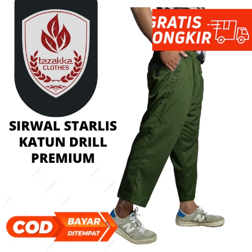 Sirwal Starlis Celana Cingkrang Pria Dewasa Tazakka_Clothes Katun Drill Nyaman dipakai syar'i dan tr