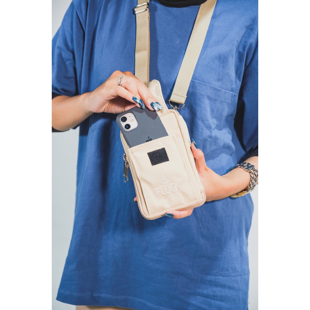 (New Product) FLOCK Sling Phone Bag- Cream