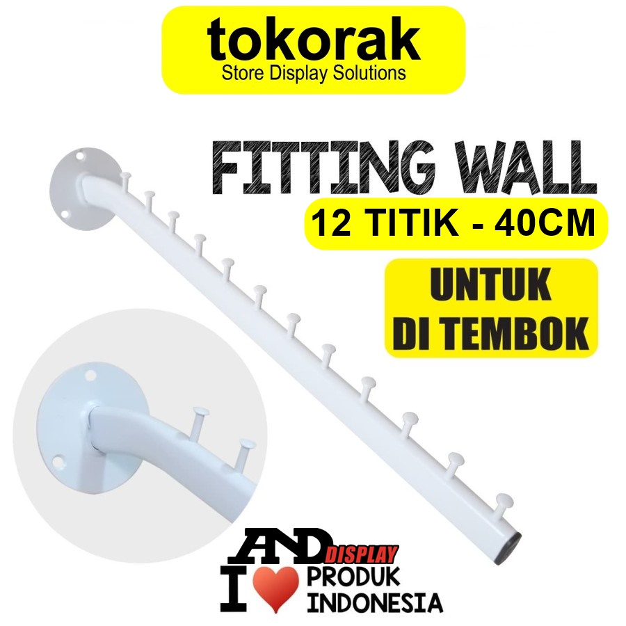 GANTUNGAN BAJU FW 40CM PUTIH SULING TEMPEL TEMBOK 12 TITIK ANDDISPLAY