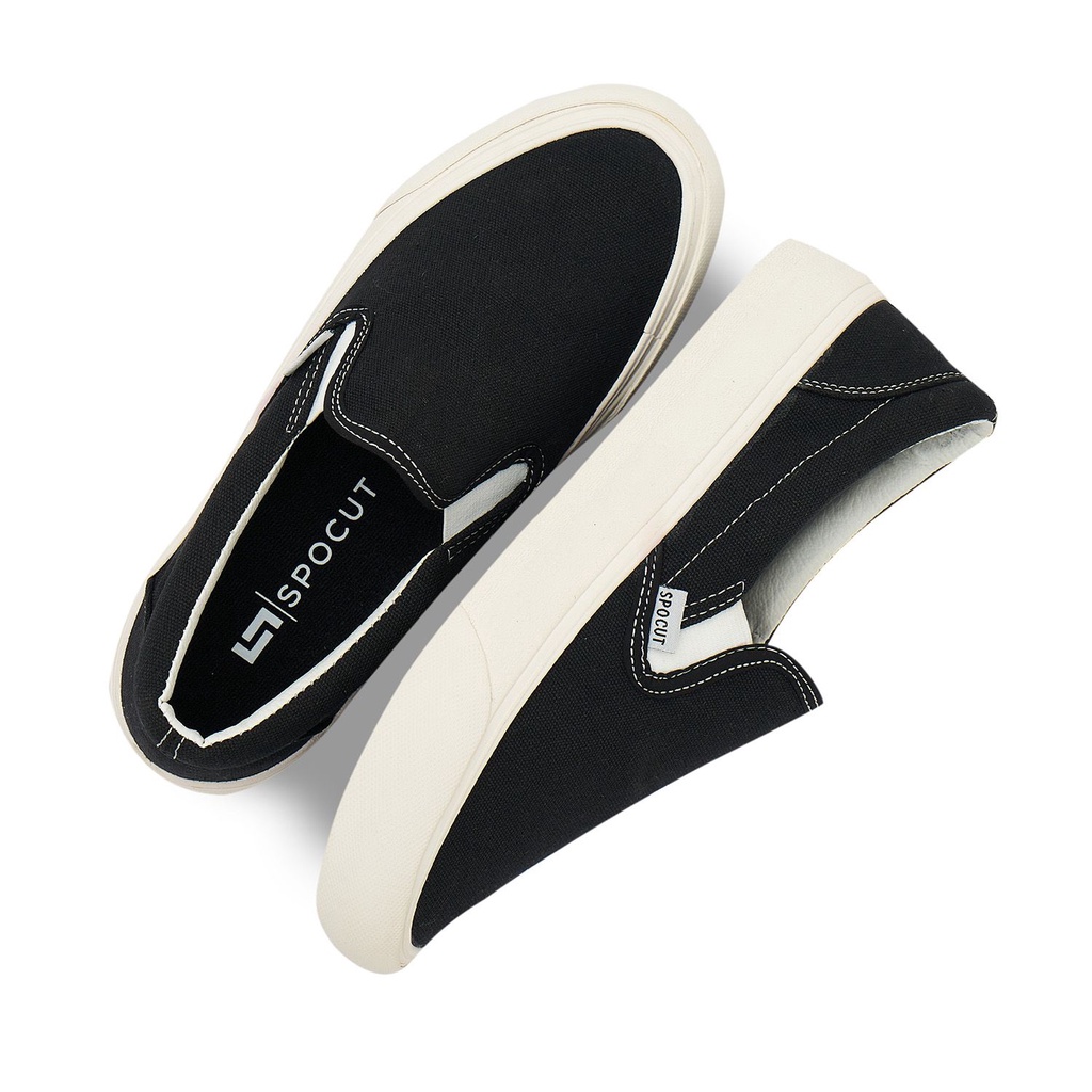 Sepatu SPOCUT Black White Slip On