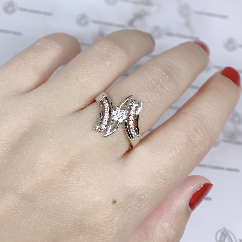 Xuping Silver Cincin Wanita Dewasa Permata Double Love Anti Karat *89