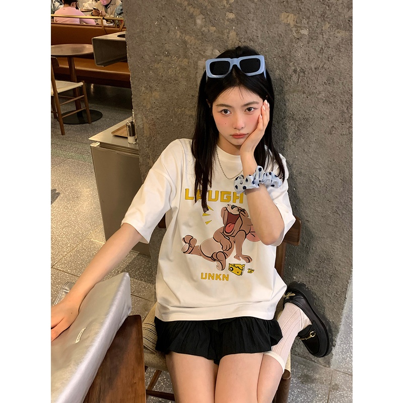 EUNII T-shirt Lengan Pendek Cartoon Jerry Korean Style/Kaos Atasan Wanita/Baju Kaus Oversize Wanita/Kaos Wanita