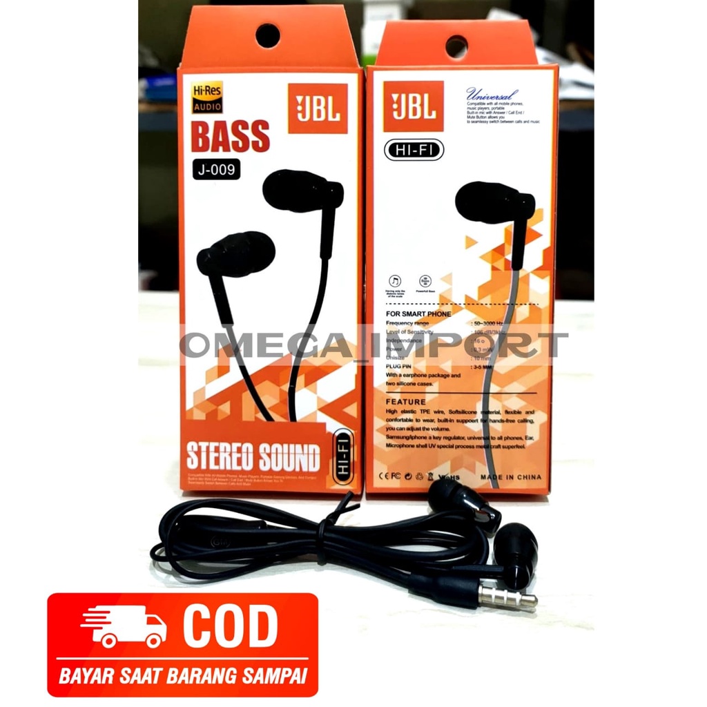 (OM) HF HEADSET JBL J-009 NEW STEREO SOUND EXTRA BASS