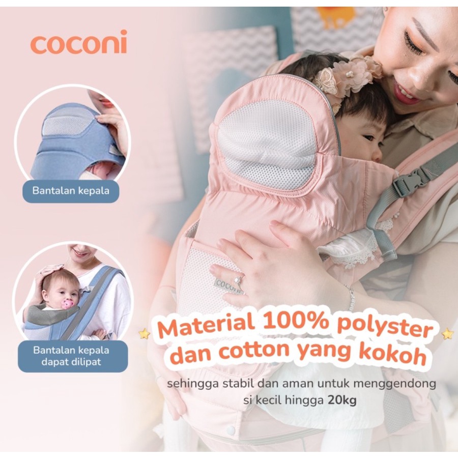 COCONI 2 in 1 Breathable Hipseat Carrier | Gendongan Bayi Multifungsi