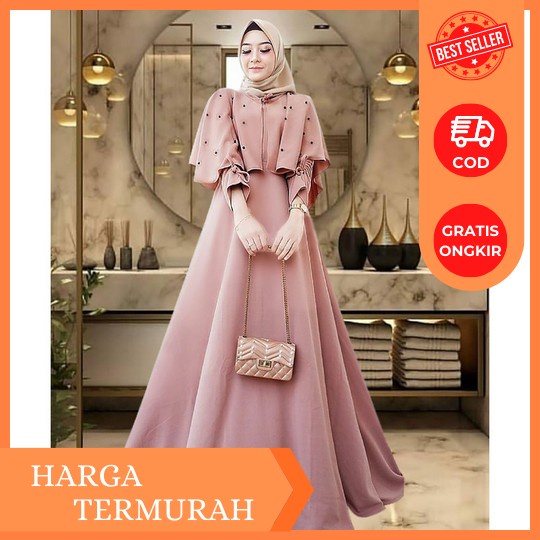 Baju Wanita Muslimah Model Terbaru Kekinian 2023 Gamis Model Polos Terbaru Bahan Kaos Knit Rajut Imp