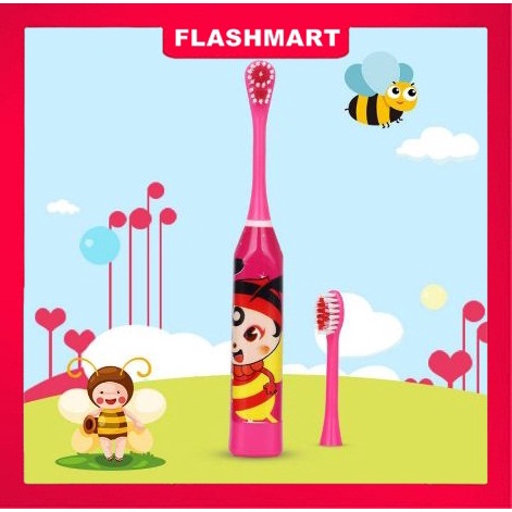 Murah Lebay Flashmart Sikat Gigi Elektrik Anak-Anak Karakter Lucu Cowo Cewe + Gratis 1 Kepala Sikat