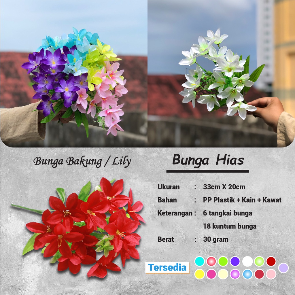 Bunga Bakung Lily Hias Tangkai Buket Plastik Ornamen Pajangan Hiasan Dekorasi Ruangan Artificial Flower Satu7an PBP150