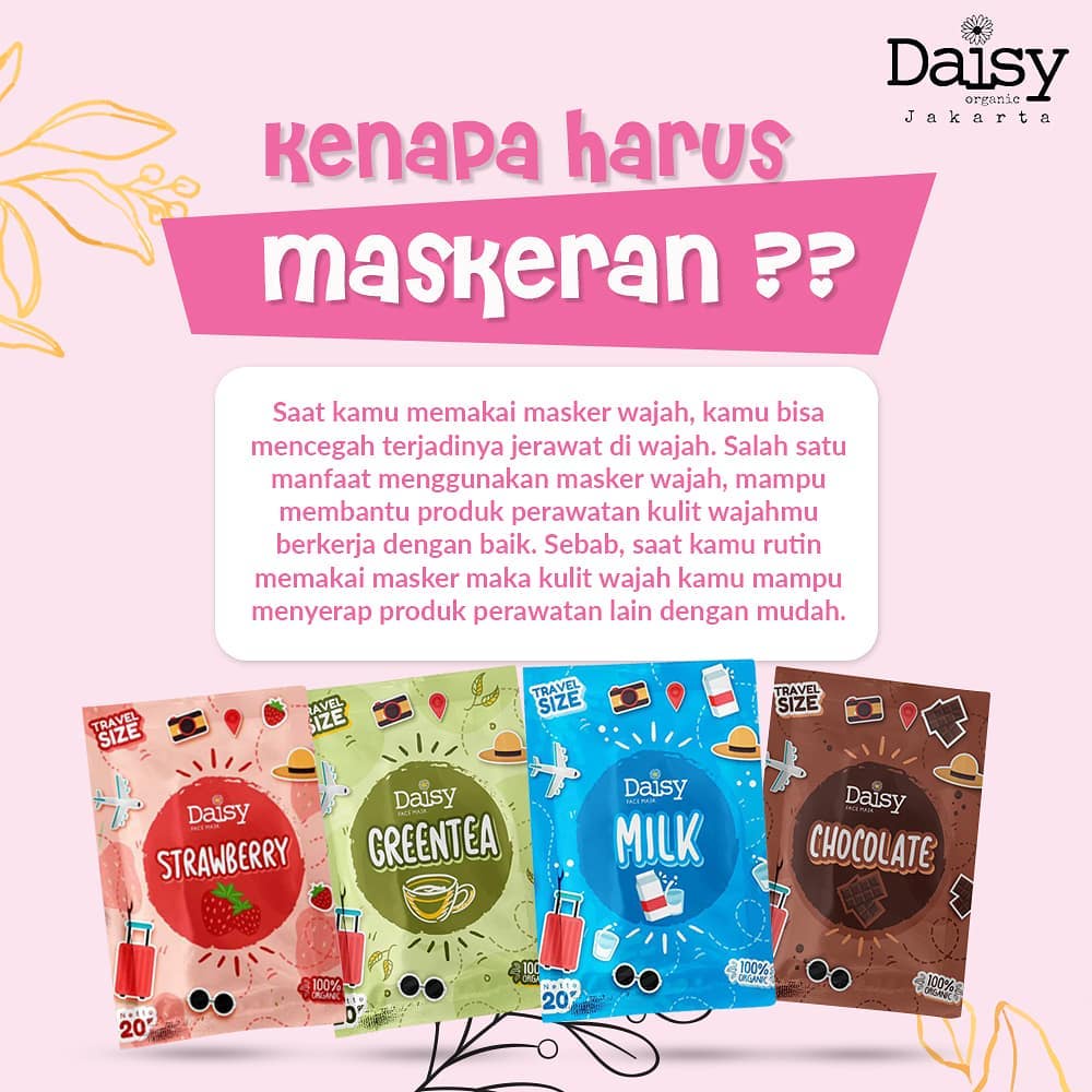 Daisy Organic 20gr [Lgsg Kirim] COD Travel Size Masker Wajah Organik Aman Original Face Mask Daysi