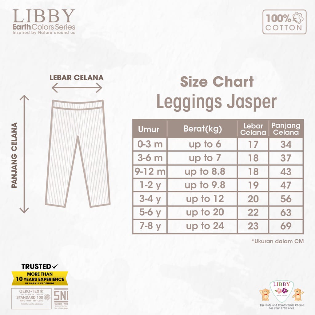 Libby Legging Jasper Unisex - Legging Anak Unisex/ Bawahan Anak  1 Pcs