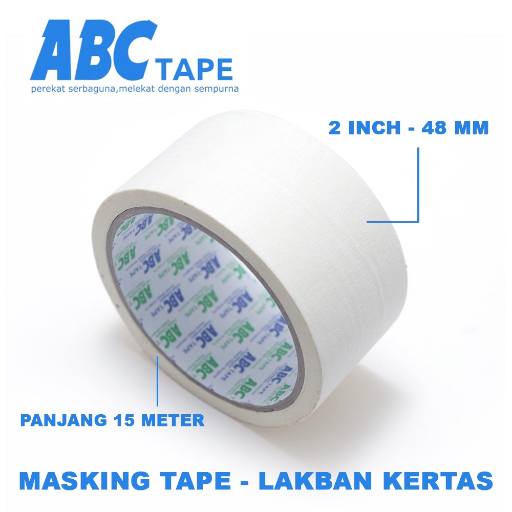 

Lakban Kertas Masking Tape ABC 2 Inch (48 mm) Panjang 15 Meter