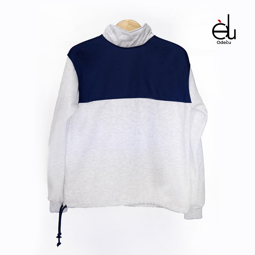 ODECU HALF ZIPPER JAKET SWEATER BORDIR TURTLE NECK