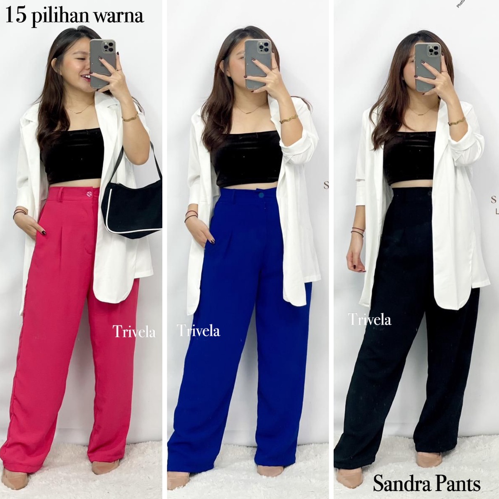 Celana Panjang Wanita Button Cringkle Airflow / Loose Cullotes Button / Sandra Cullotes / Kulot Wanita Anti Ngatung / SJJ