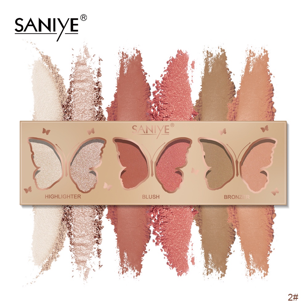 ❤ MEMEY ❤ SANIYE 3 In 1 Hightlighter Blush On Bronze Combination Palette E0331