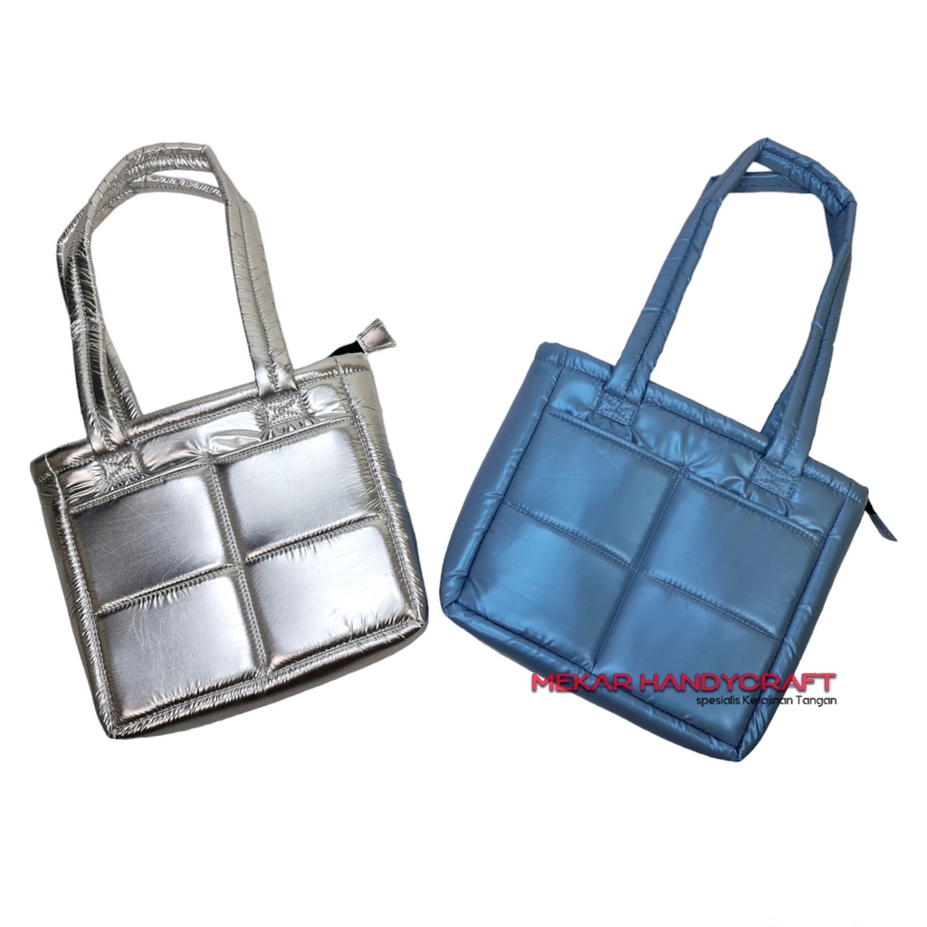 Tas Selempang Wanita Kain Puffy Metalik Korea