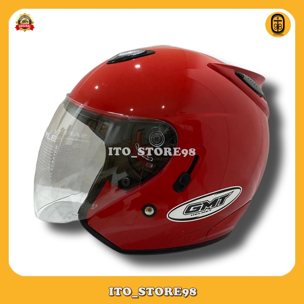 Helm Sepeda Motor Half Face Gmt Centro Double Visor Solid Helem Pria Wanita Dewasa Standar SNI