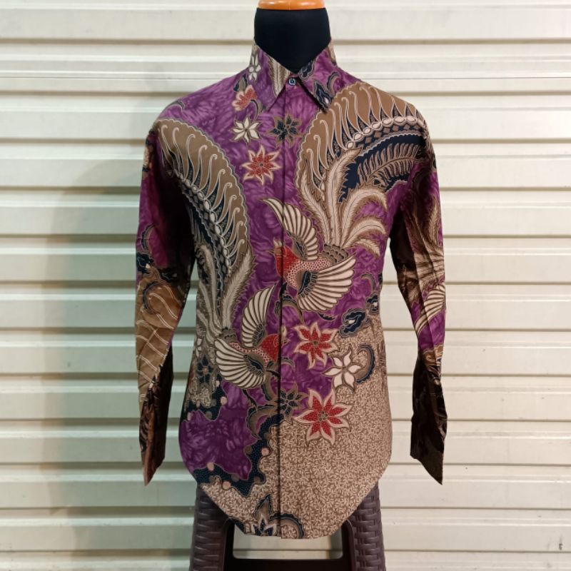 Batik pria premium katun halus baturaden Merak ungu