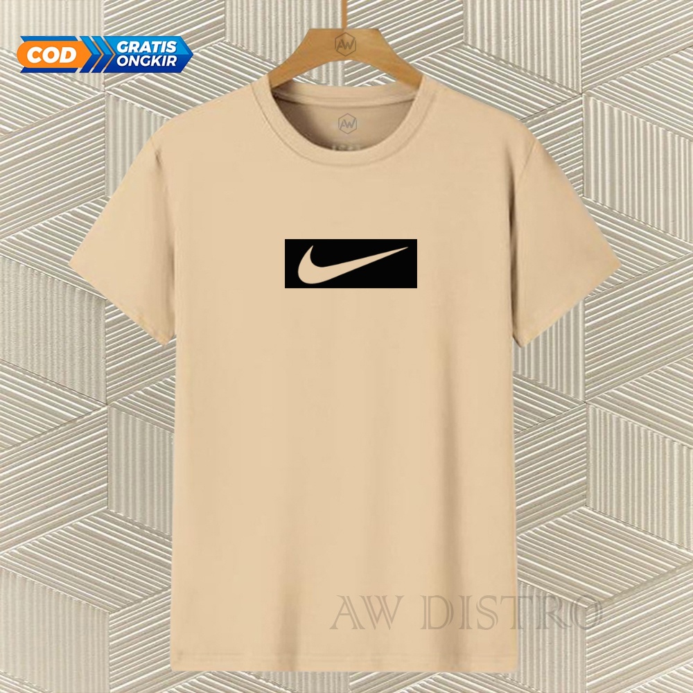 COD Baju Kaos Distro NK Blok Text Hitam Premium Quality Lengan Pendek