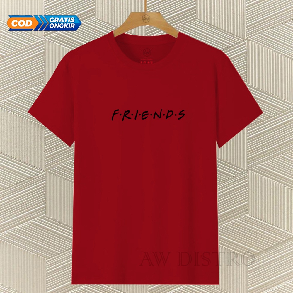 COD Baju Kaos Distro Friends Text Hitam Premium Quality Lengan Pendek