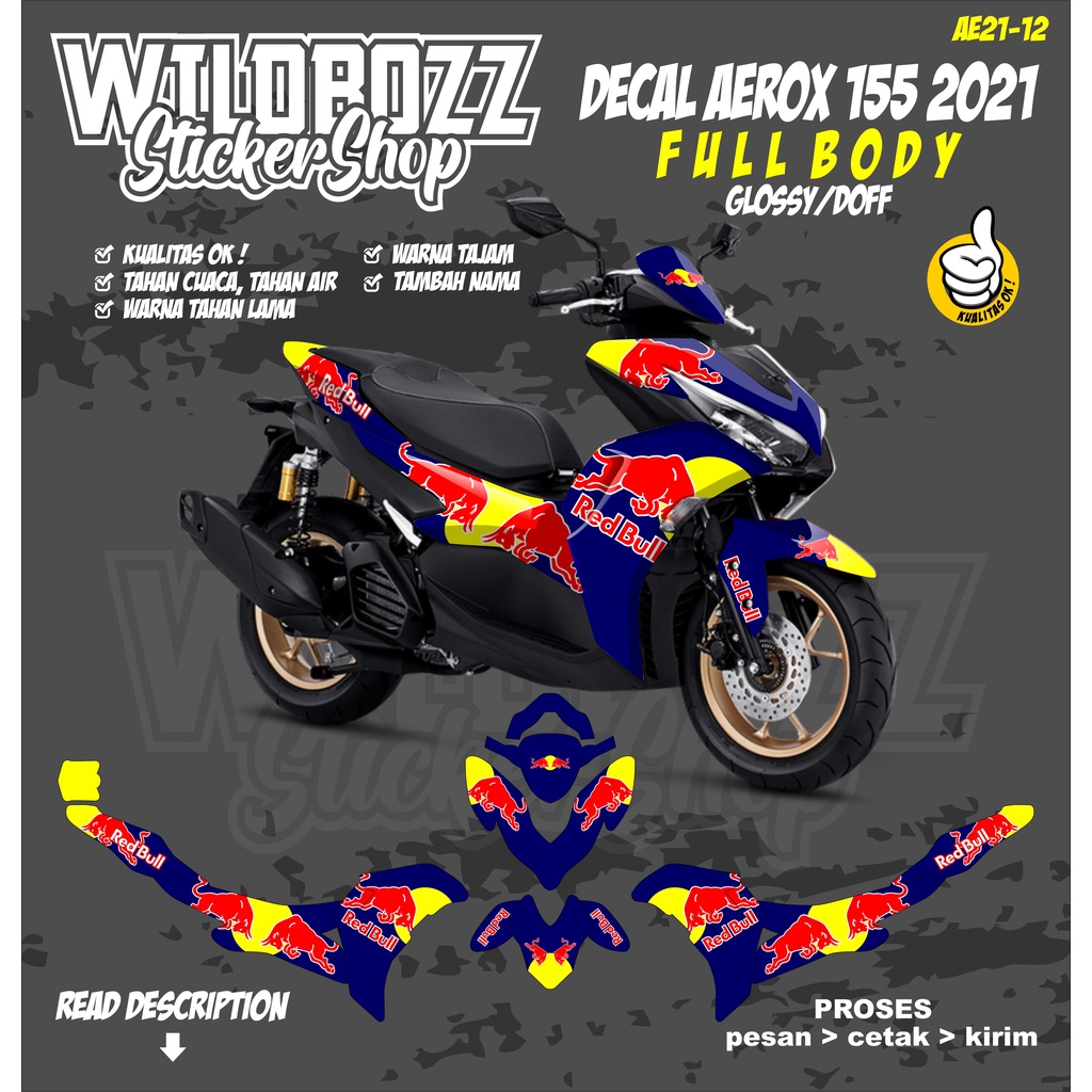 decal aerox 155 2021 full body REDBULL keren (ae21-12) WILDBOZZ STICKER
