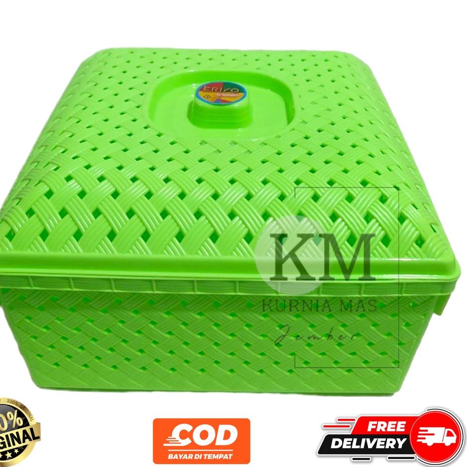✨ 7.7  Keranjang Segi Tutup ERIKO Besar Keranjang Berkatan Besek Plastik Wakul Hajatan Keranjang Sou