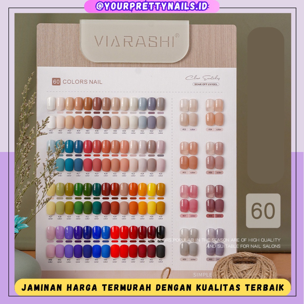 (READY STOCK) VIARASHI 60 COLORS 1 SET NAIL POLISH UV GEL FREE DISPLAY CAT KUKU GEL POLISH KUTEK GLI