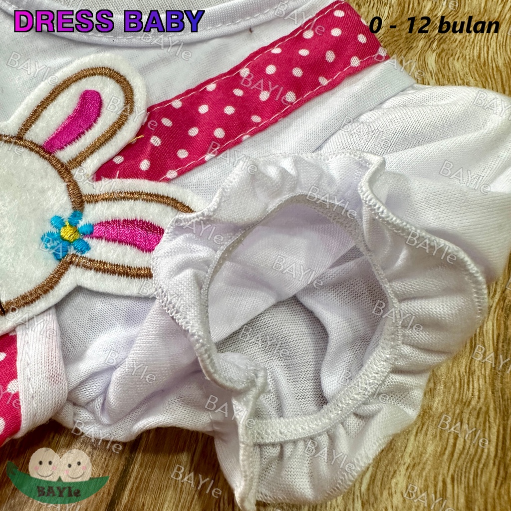 BAYIe - Dress Baju bayi/Anak Perempuan Cewek motif 2 RABBIT PLANET KIDS usia 0 -12 bulan / Pakaian anak