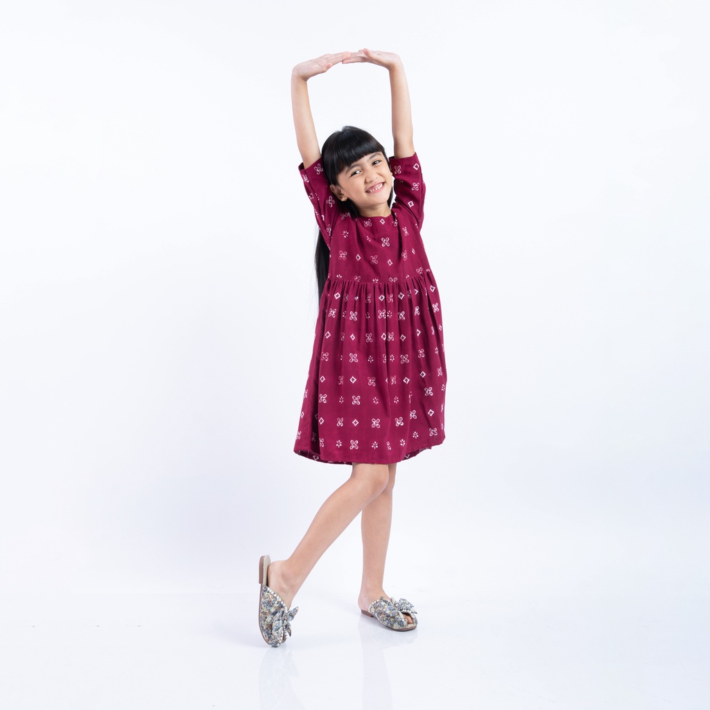 Baju Anak Perempuan Dress - Cap Kawung - Hand Made Batik