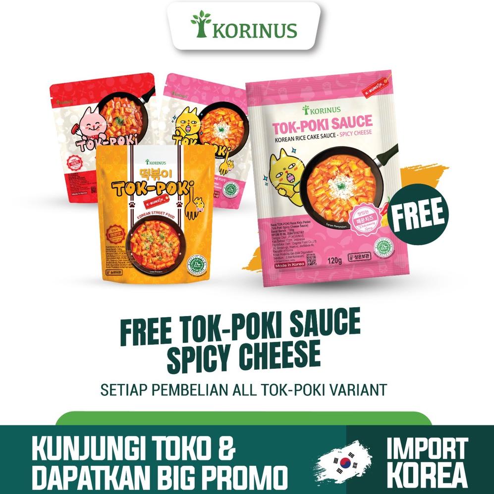 

⚡GROSIR⚡ PROMO PAKET LENGKAP FREE SAUCE CHEESE Korinus K - Bunsik Tokpoki Spicy, Spicy Cheese, dan Mild Instant Tteokbokki/Tokpoki Pedas/Halal MUI