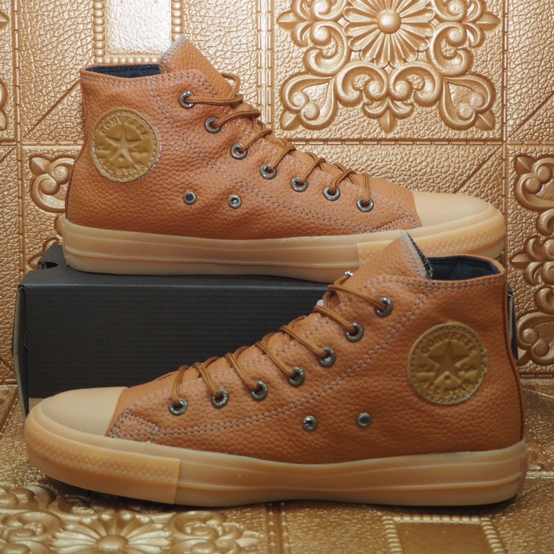 SEPATU SNEAKERS BOOT HIGH LOW PRIA BAHAN KULIT SINTETIS COKLAT MUDA