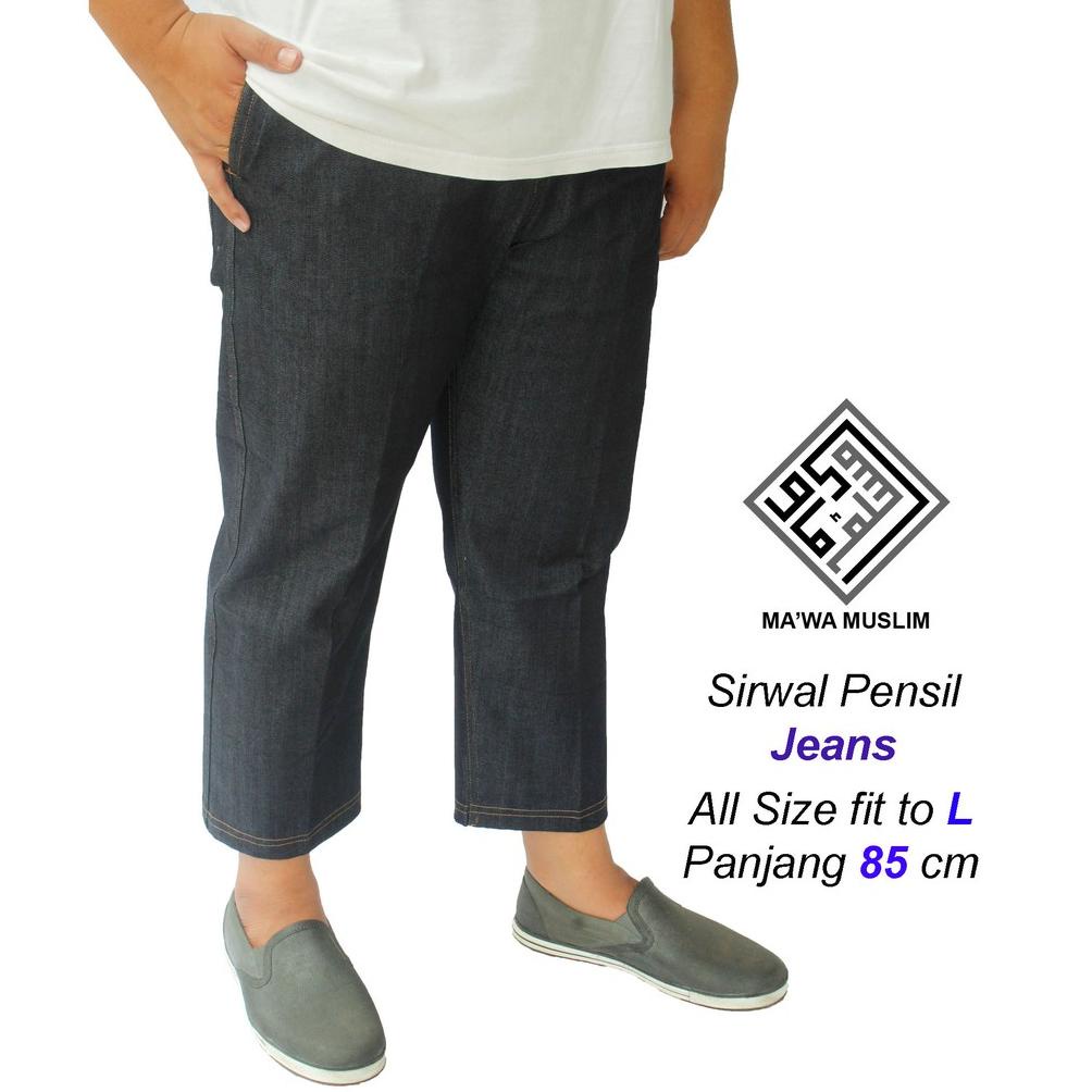 Sirwal Pensil Jeans 85Cm | Celana Jeans Pensil | Celana Cingkrang Bahan Jeans Size L Free Ongkir Dan