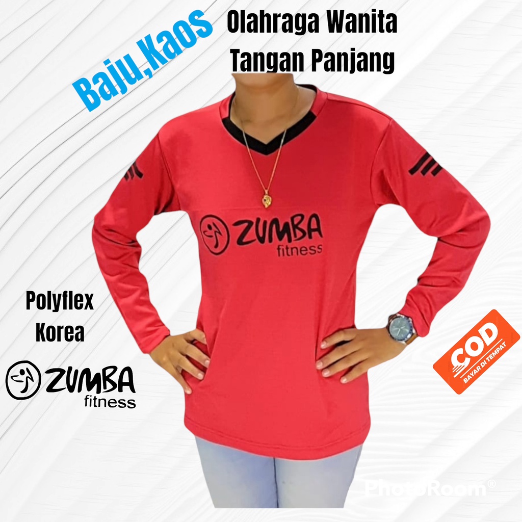 Baju olahraga wanita lengan panjang kaos atasan senam fittness gym aerobic voli wanita