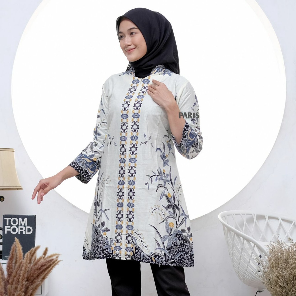 Baju Batik Wanita Jumbo Kekinian Lengan Panjang Tunik Batik Terbaru Katun Primis Unggul Jaya