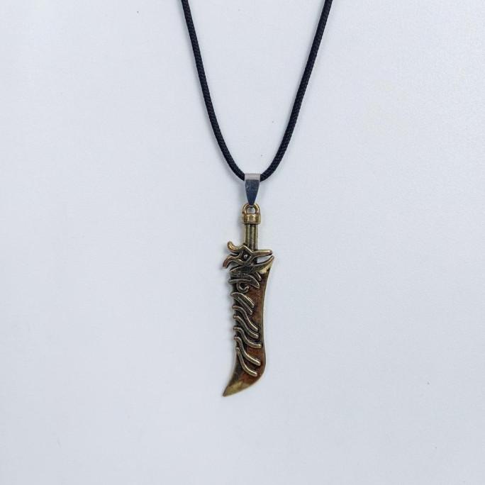 Kalung tali pria keren liontin bandul pedang gold / kalung cowo