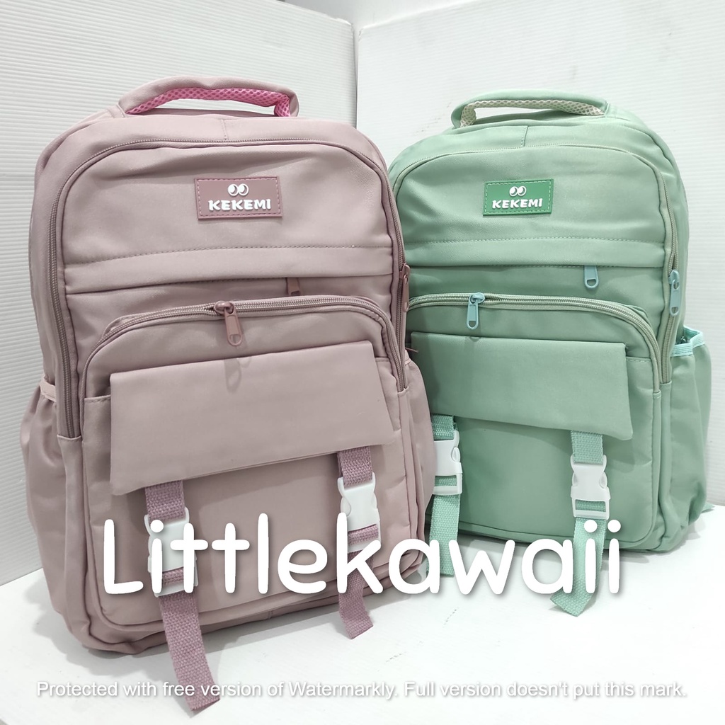 LK/Tas Ransel Laptop Backpack Sekolah Fashion Korean Style Remaja Dewasa Kantong Gesper Kekemi Import