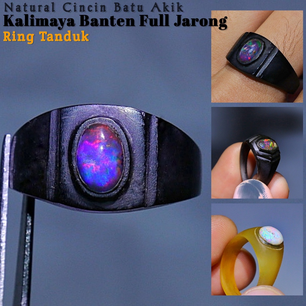 Natural Cincin Batu Akik Kalimaya Banten Ring Tanduk