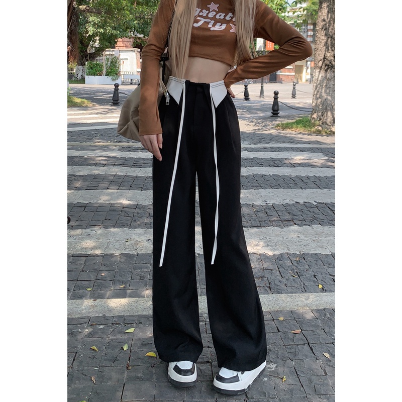 EUNII Celana Kulot Wanita kelapak import Loose Highwaist Pants  Kekinian celana kulot wanita panjang Korean Style