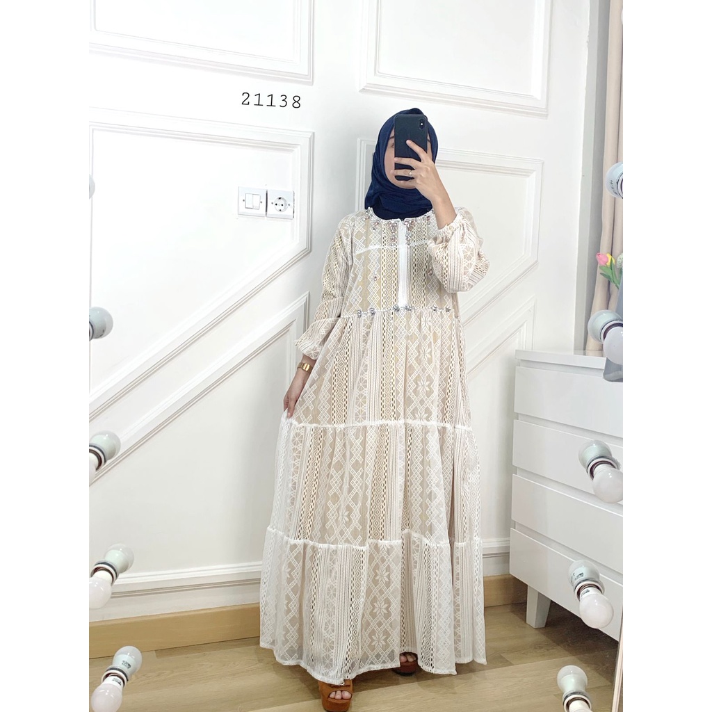 Long Dress Brukat I Long Dress Brokat I Dress Brukat Muslim I Pakaian Lebaran Wanita
