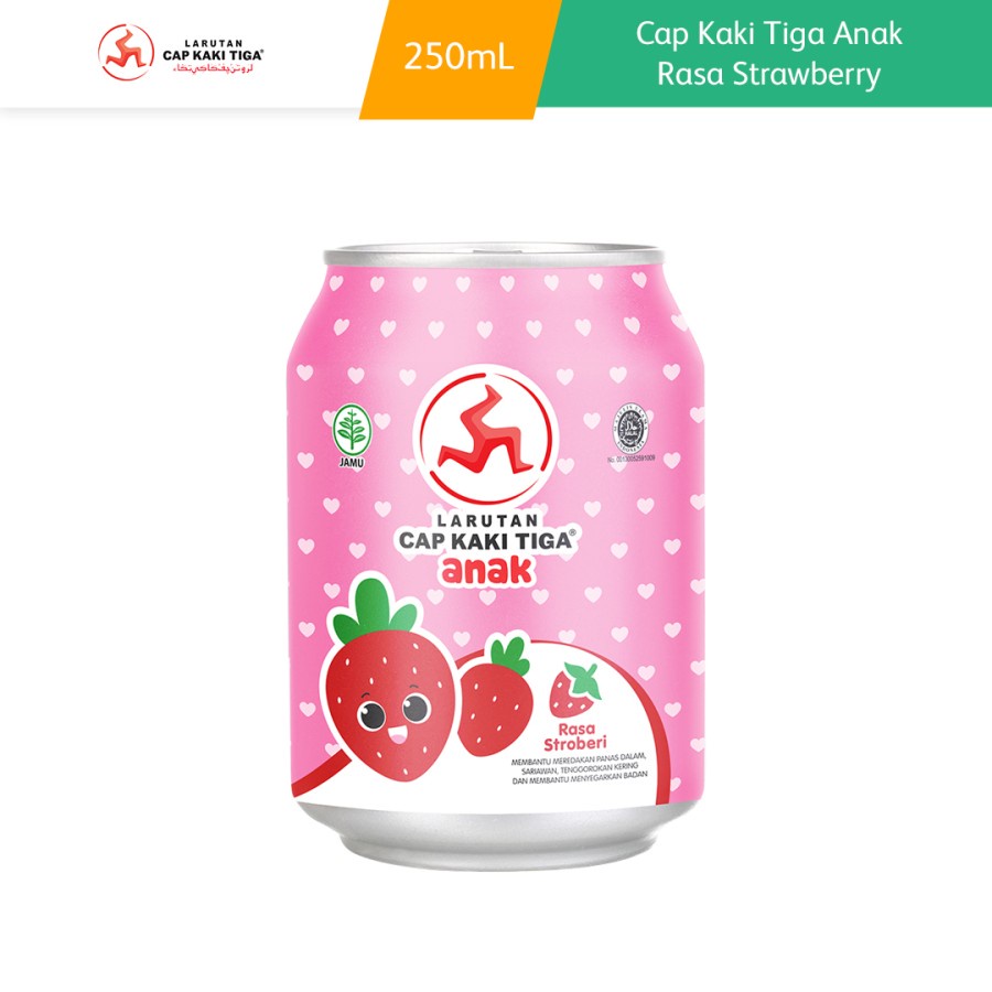 

Cap Kaki Tiga Anak Rasa Strawberry kaleng 250ml