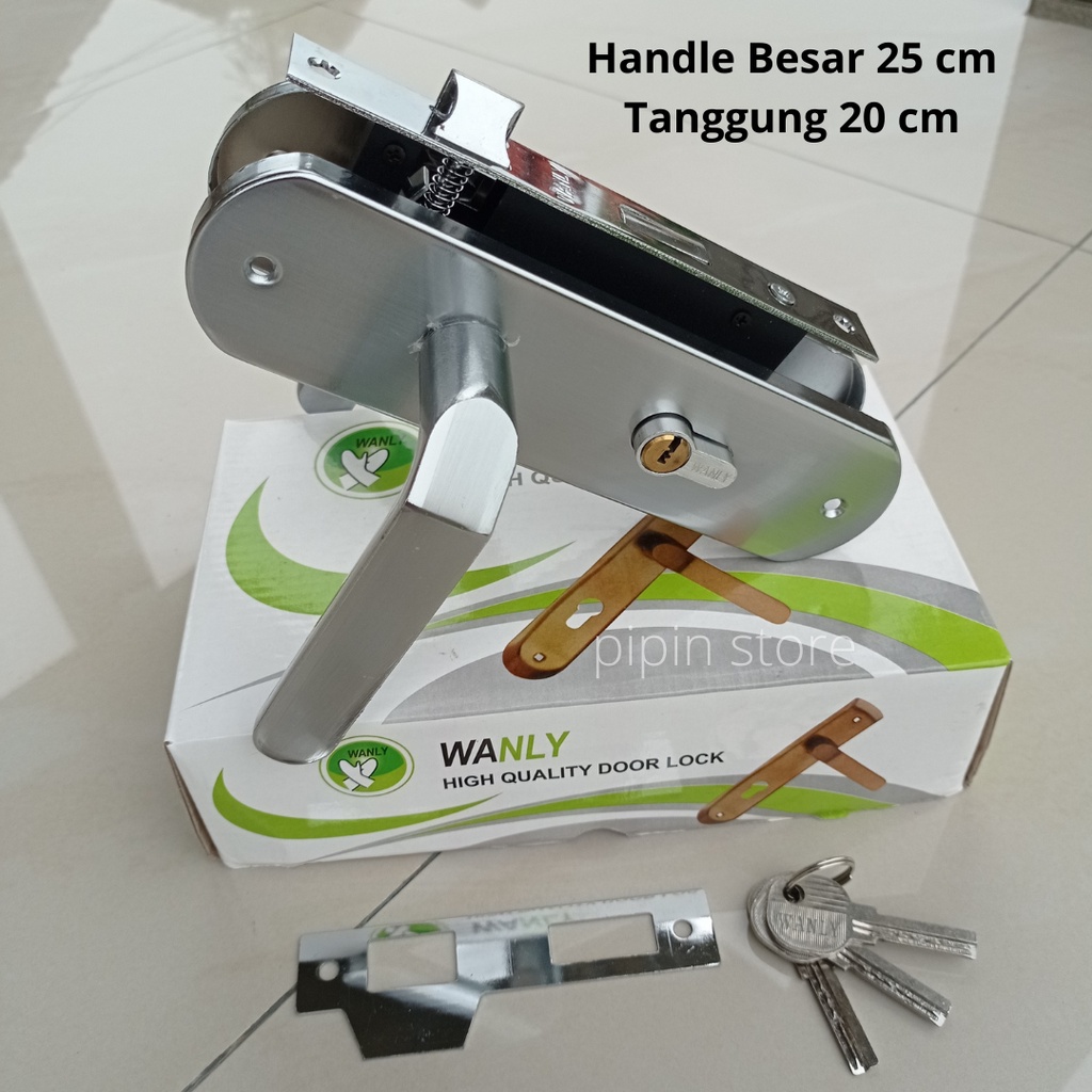 Satu Set Kunci Handle Pintu Rumah Besar 25 cm 20 cm / Gagang Pintu Kamar Tidur / Body Engkol Kunci Konci Pintu Stainless Steel Anti Karat Murah