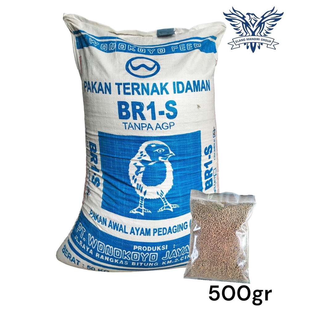 Repack 500gr BR 1 S Pakan Jadi Starter Ayam Pedaging Umur 8-21 Hari BR1- S Wonokoyo Jaya Kusuma