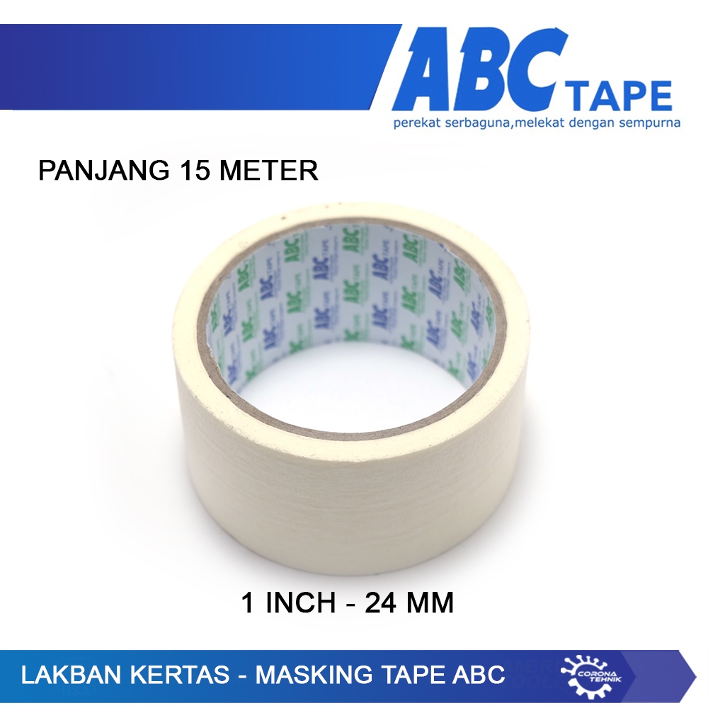 (48 mm) Panjang 15 Meter Lakban Kertas Masking Tape ABC 2 Inch