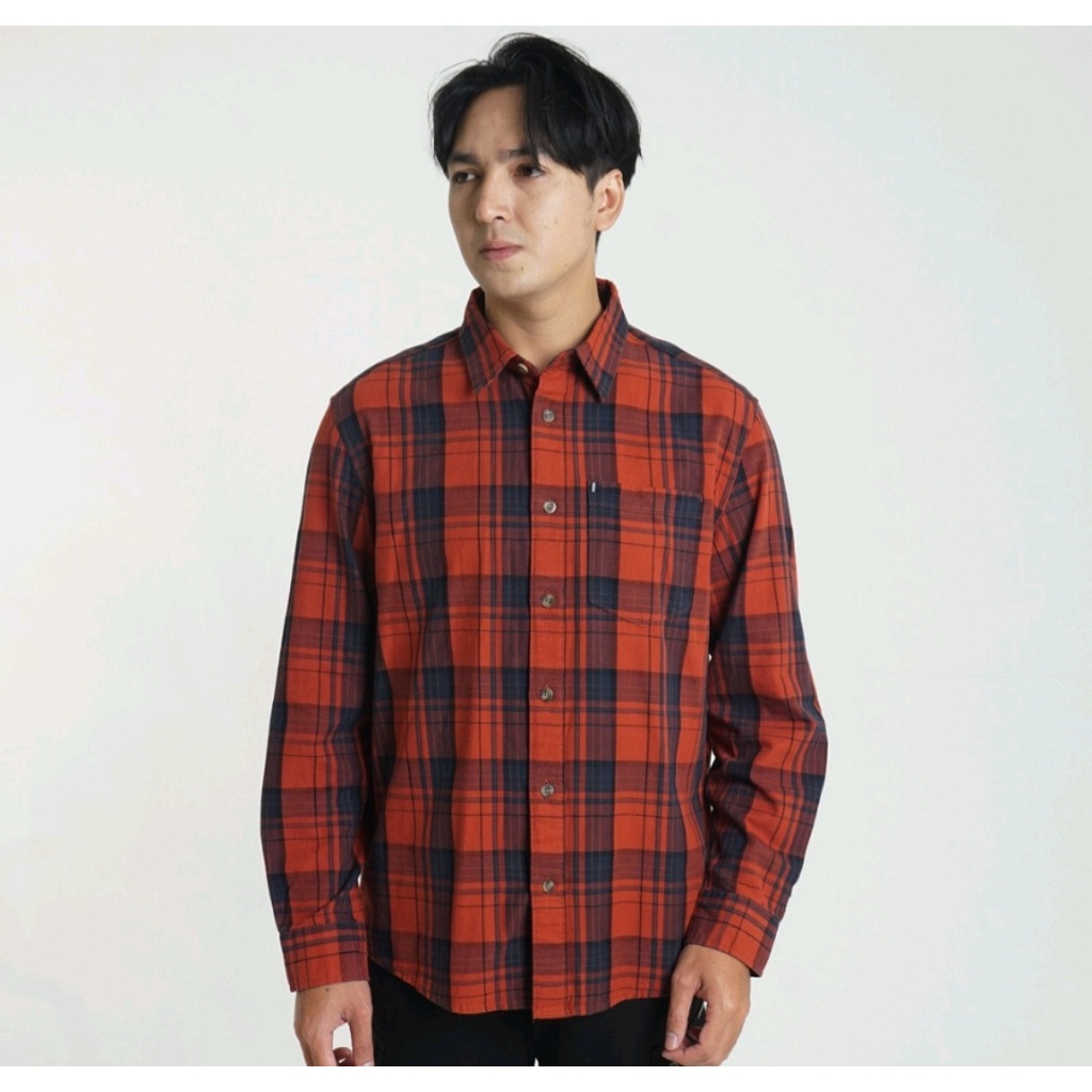 Kemeja Original MGEE Basic Katun Lengan Panjang Saku Depan Texas 016 Red