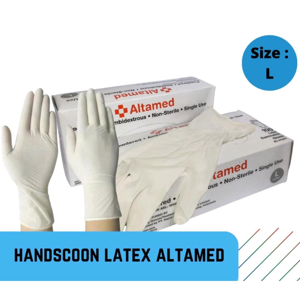 Sarung tangan Handscoon Medis Latex Safegloves, Maxter, Onemed, Altamed