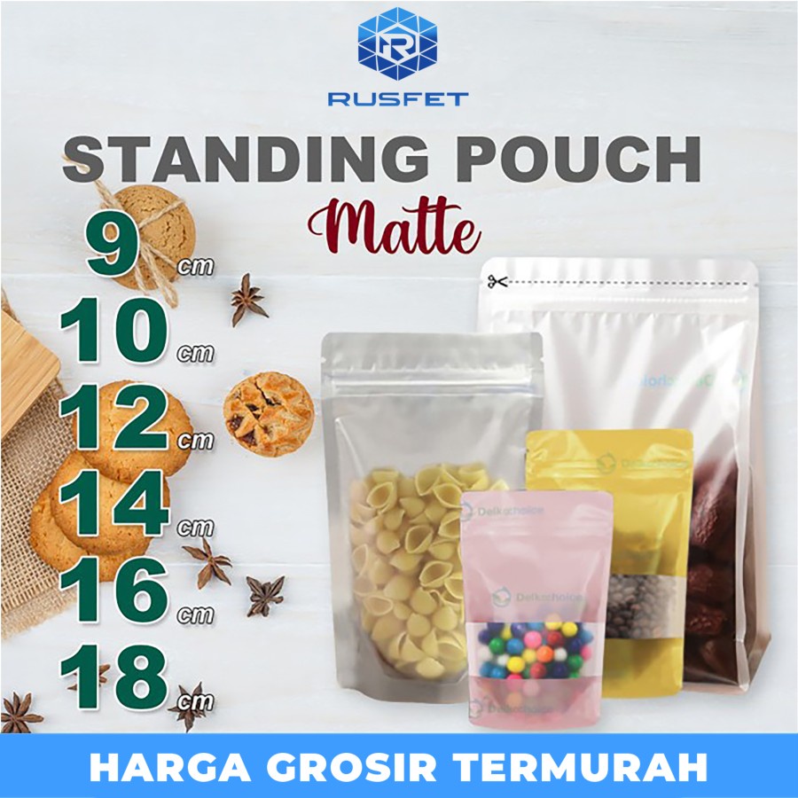 Standing Pouch VARIAN MATTE Plastik Klip Kemasan Makanan DELKOCHOICE